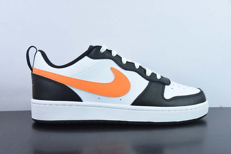 nike court borough low 2 gs ''white black orange'' bq5448-115