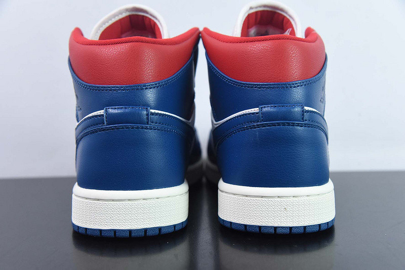 air jordan 1 mid "blue/red" bq6472-146