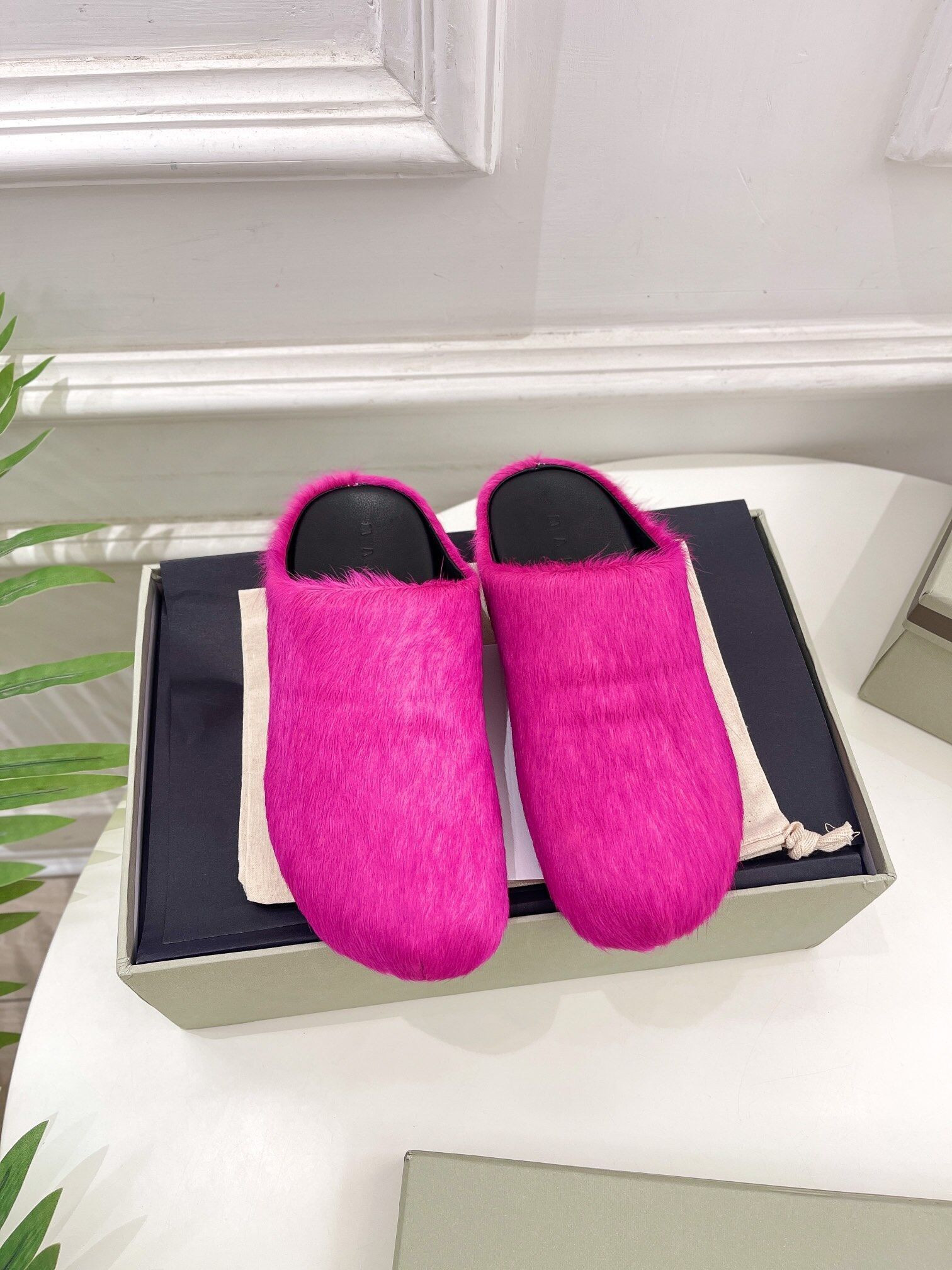 Marni calf hair slippers-Pink